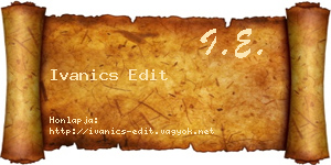 Ivanics Edit névjegykártya